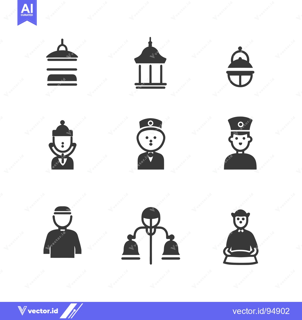 Premium Vector of Set of Black and White Icons Featuring People in Various Professions a