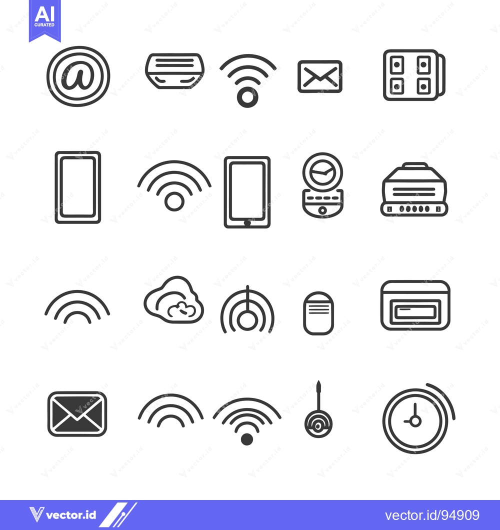 Premium Vector dari Set of Black and White Internet and Network Icons