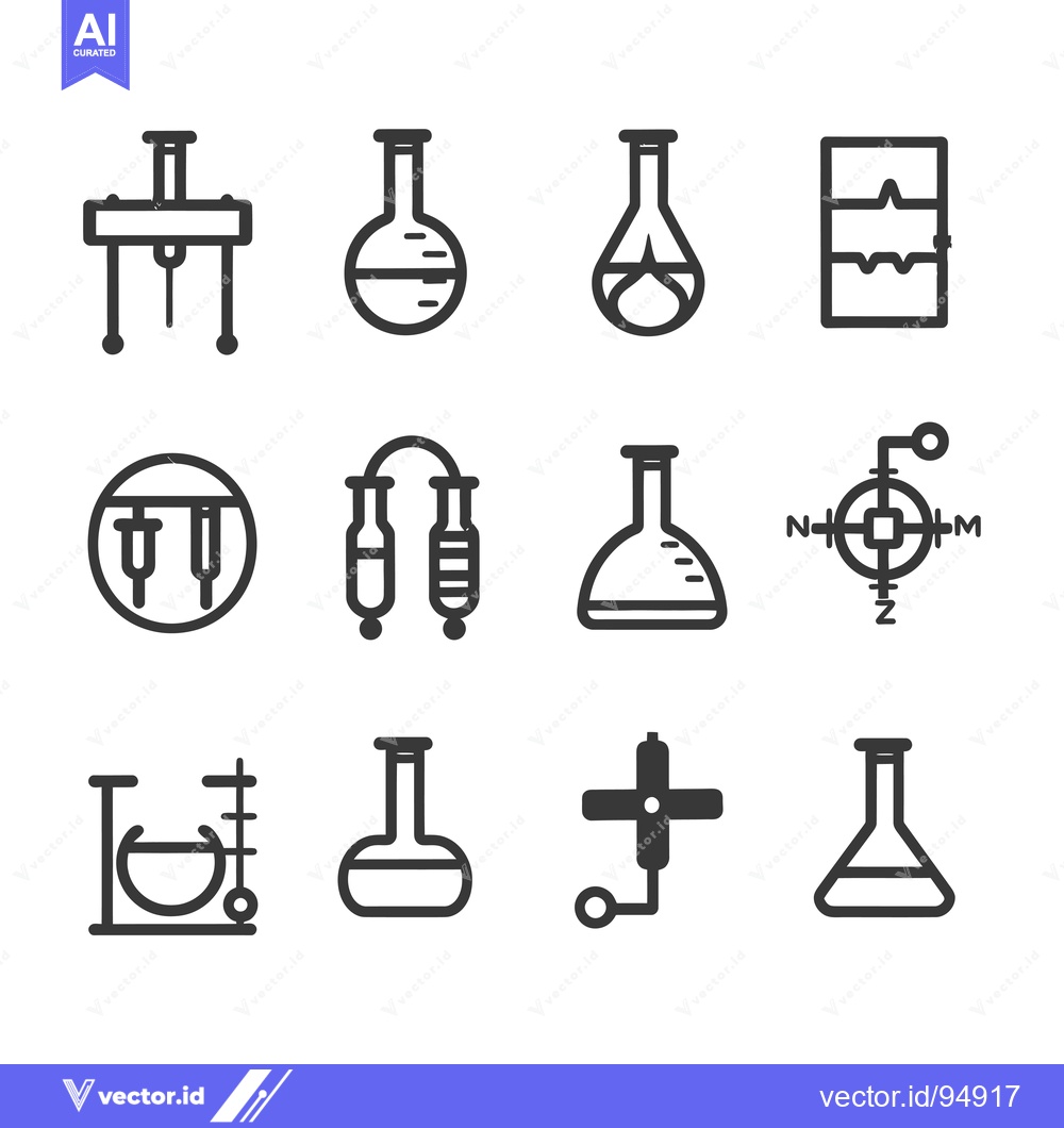 Premium Vector dari Set of Black and White Laboratory Equipment Icons