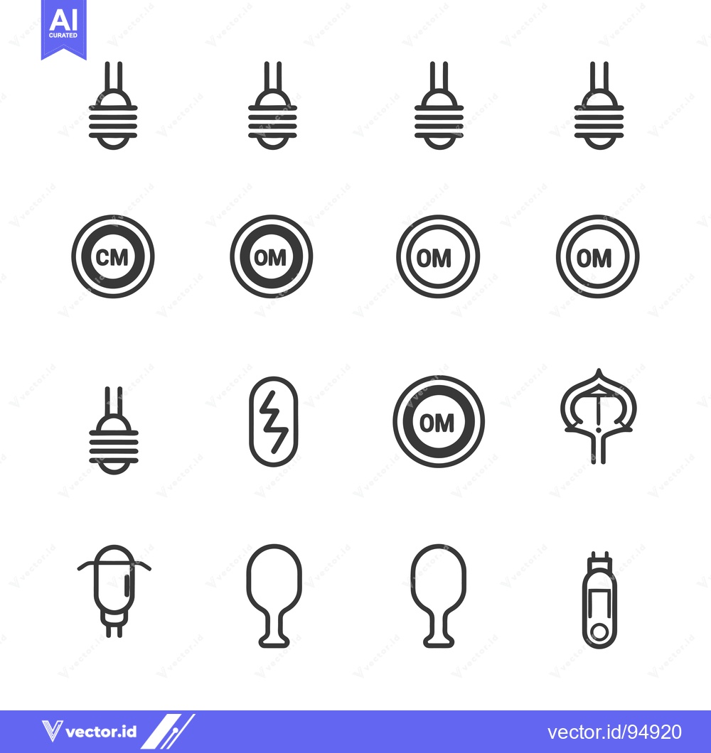Premium Vector dari Set of Black and White Light Bulb and OM Symbol Icons