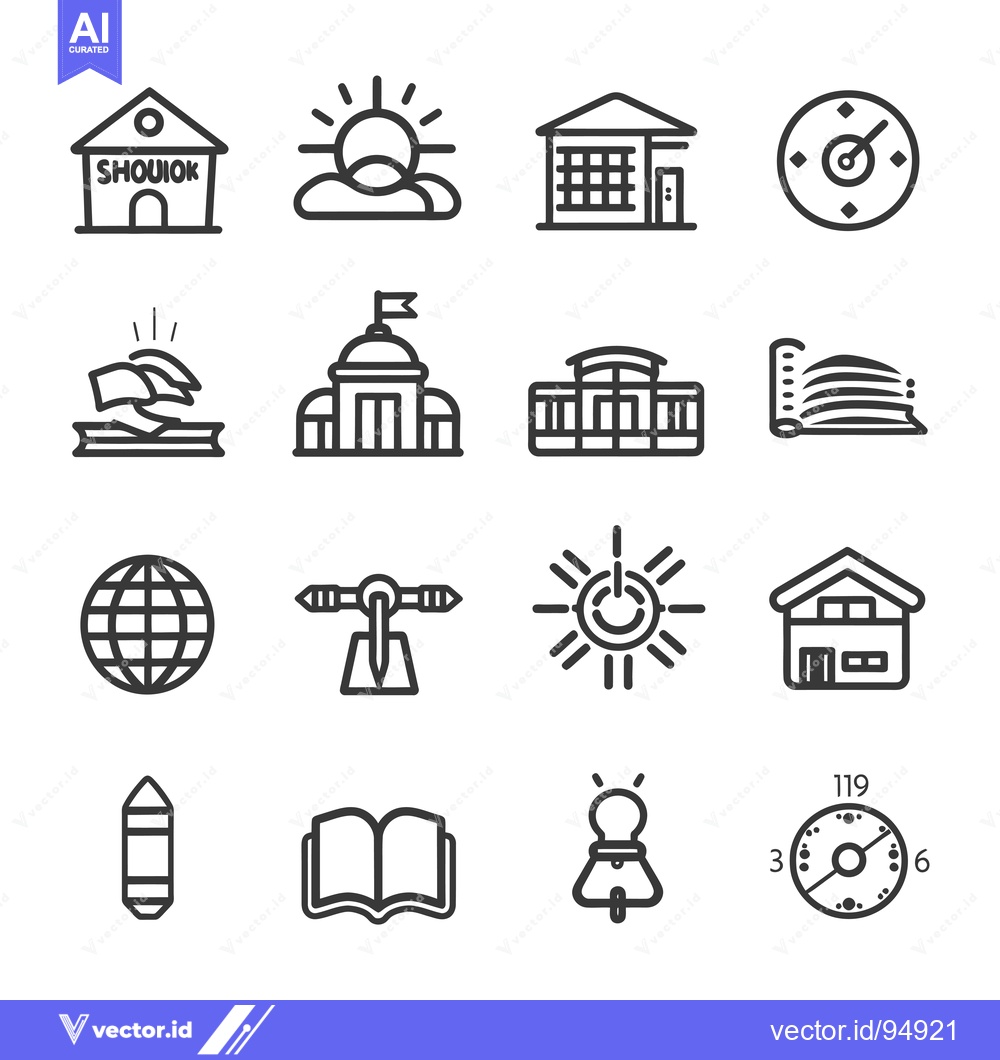 Premium Vector dari Set of Black and White Linear Icons Related to Education