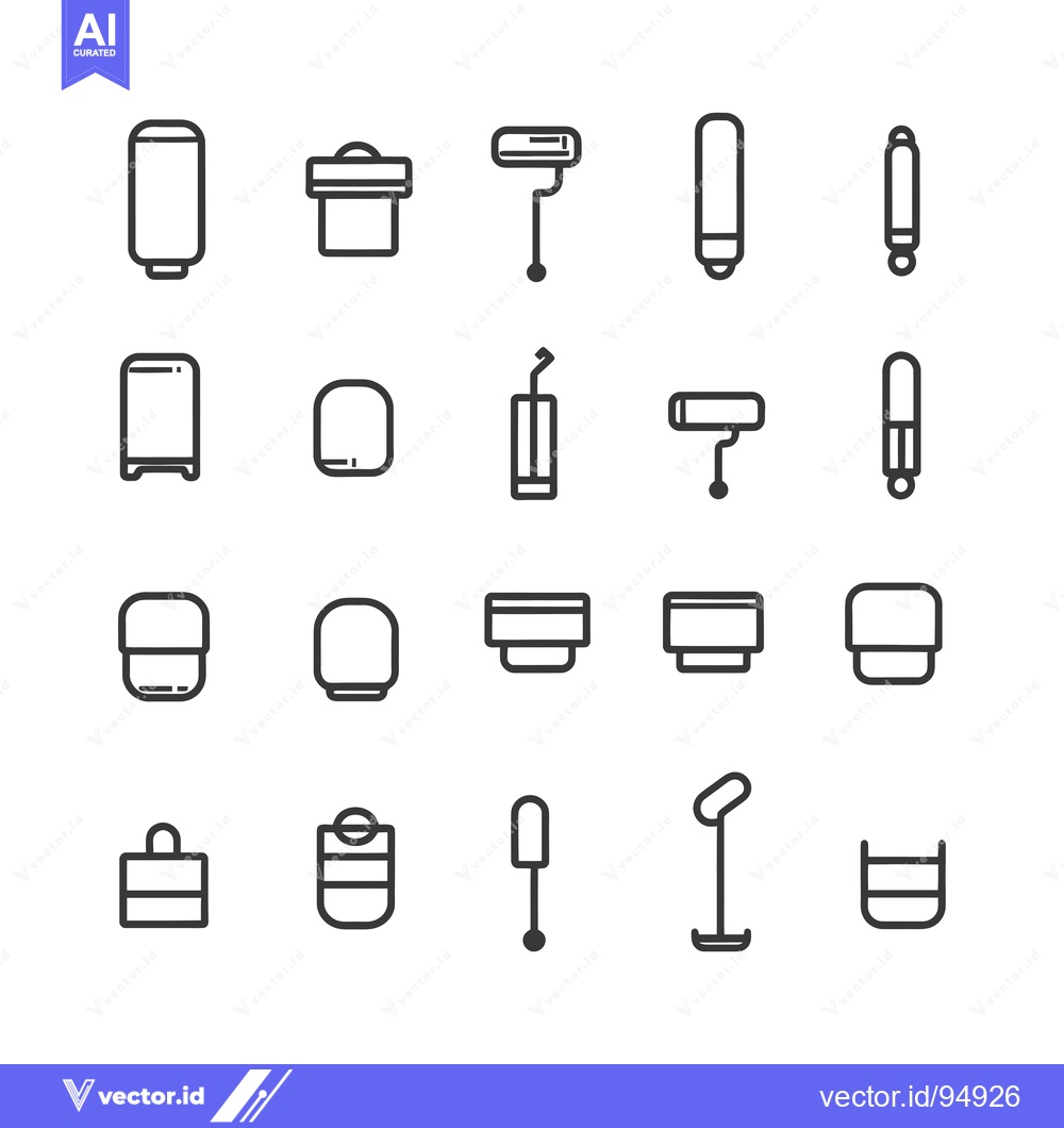 Premium Vector dari Set of Black and White Line Icons for Painting and Construction