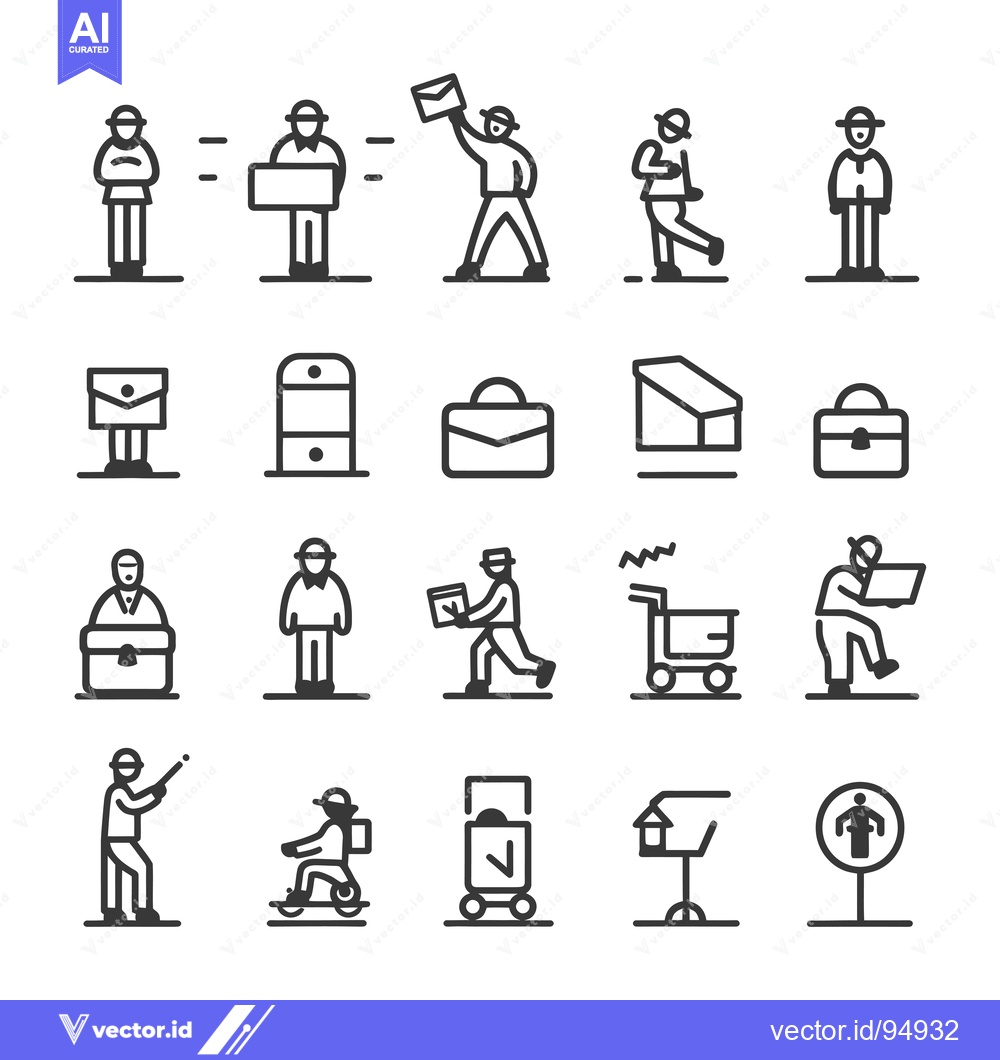 Premium Vector dari Set of Black and White Line Icons Representing Delivery and Transporta