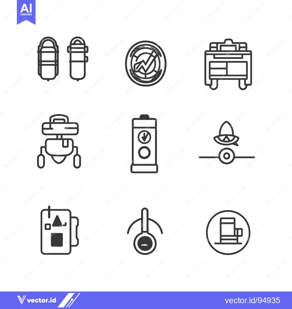 Premium Vector dari Set of Black and White Line Icons Representing Various Subjects