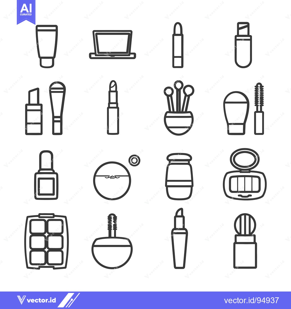 Premium Vector dari Set of Black and White Makeup Icons