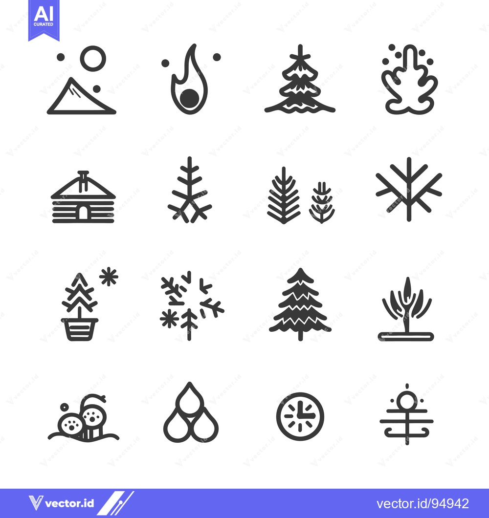 Premium Vector of Set of Black and White Nature Icons