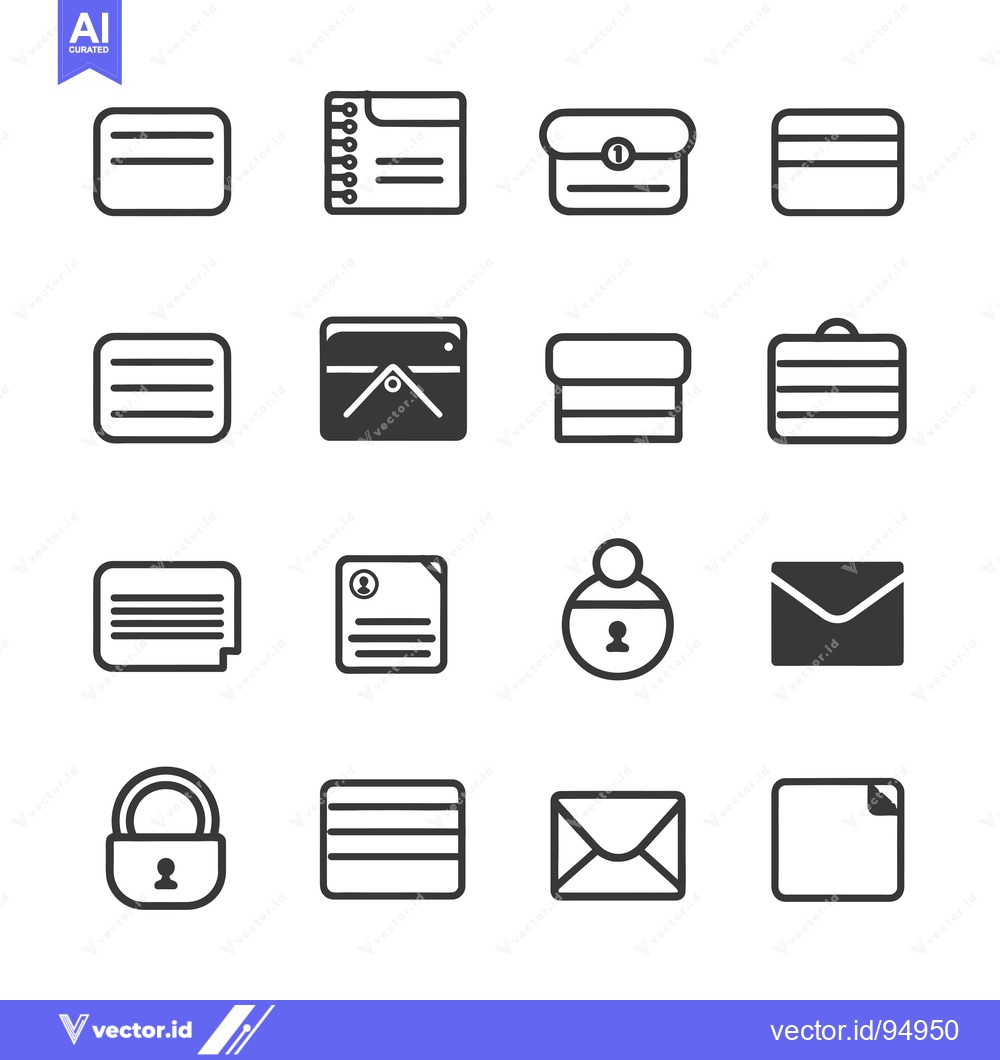 Premium Vector dari Set of Black and White Outline Icons Related to Documents and Data