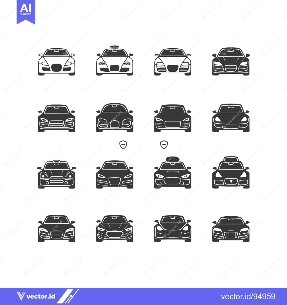 Premium Vector dari Set of Black and White Silhouette Car Icons