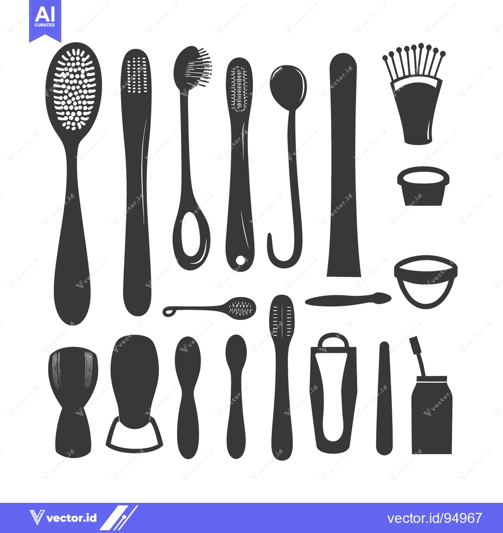 Premium Vector dari Set of Black and White Silhouettes of Bathroom Accessories