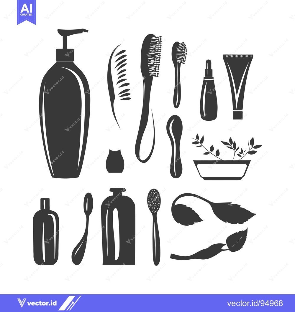 Premium Vector dari Set of Black and White Silhouettes of Bathroom Products