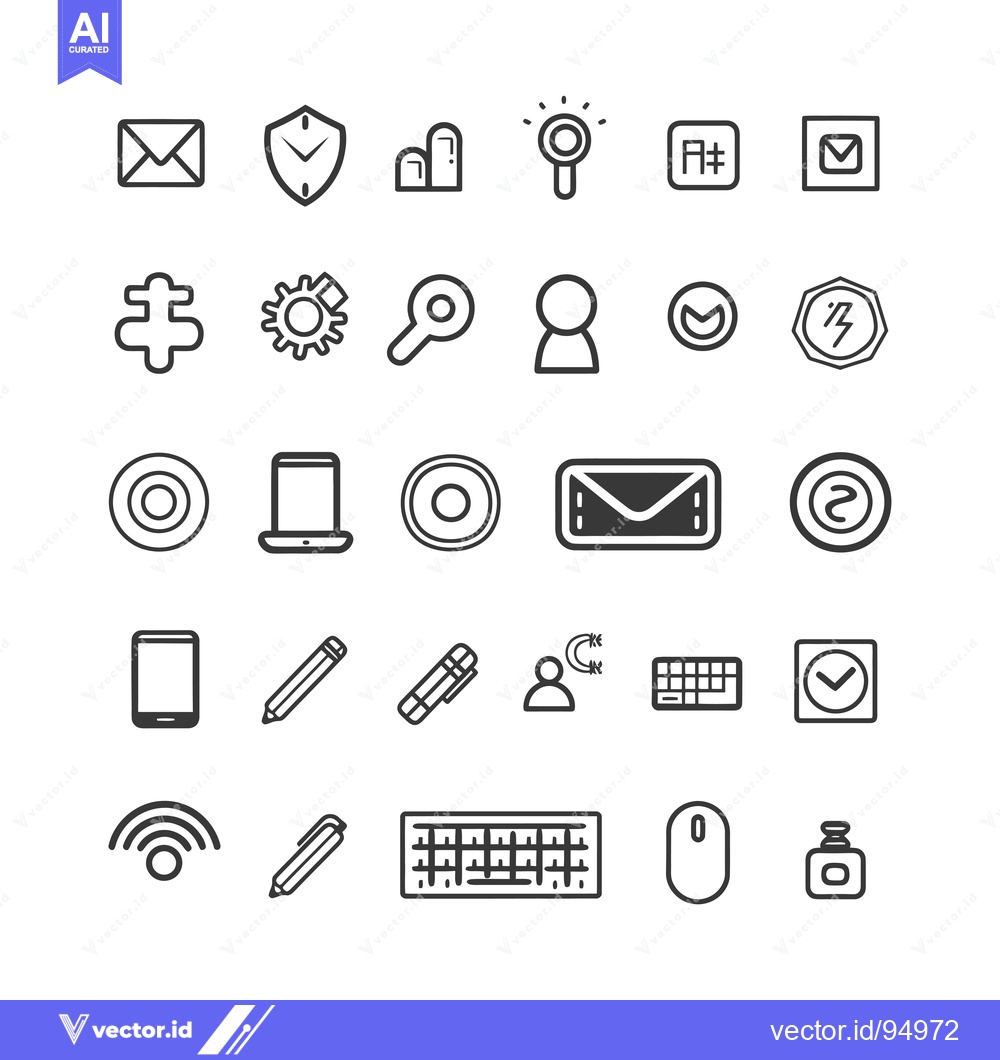 Premium Vector dari Set of Black and White Simple Icon Designs