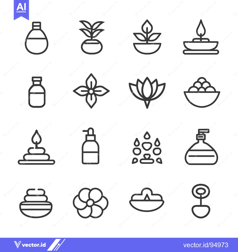 Premium Vector of Set of Black and White Spa and Wellness Icons