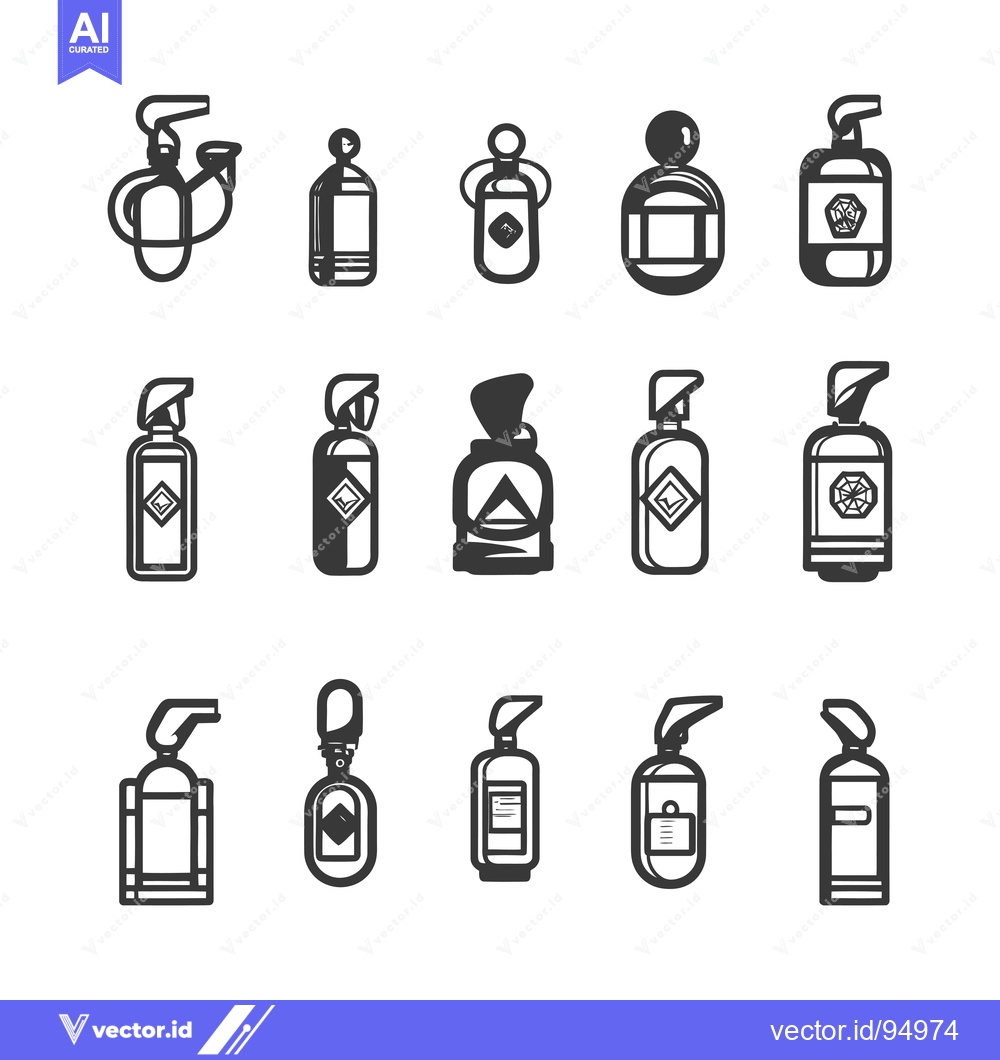 Premium Vector dari Set of Black and White Spray Bottles and Containers