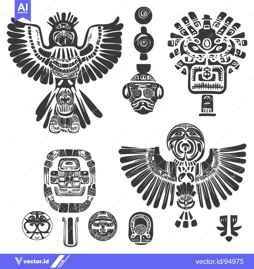 Premium Vector dari Set of Black and White Stylized Animal and Geometric Designs