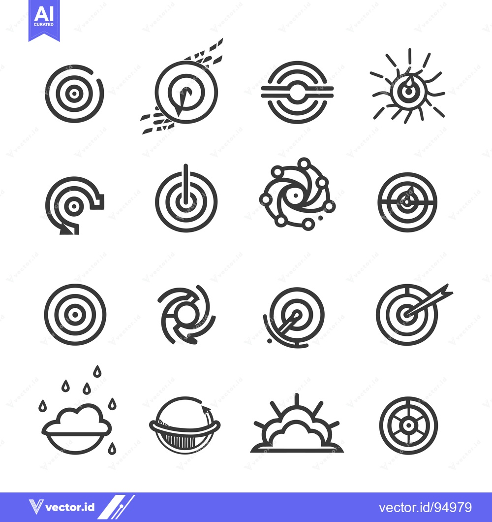 Premium Vector dari Set of Black and White Target Icons