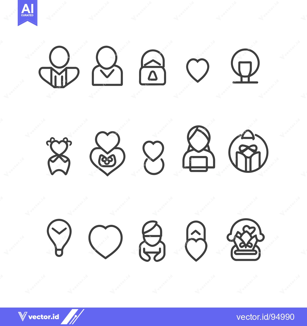 Premium Vector dari Set of Black Line Icons on White Background