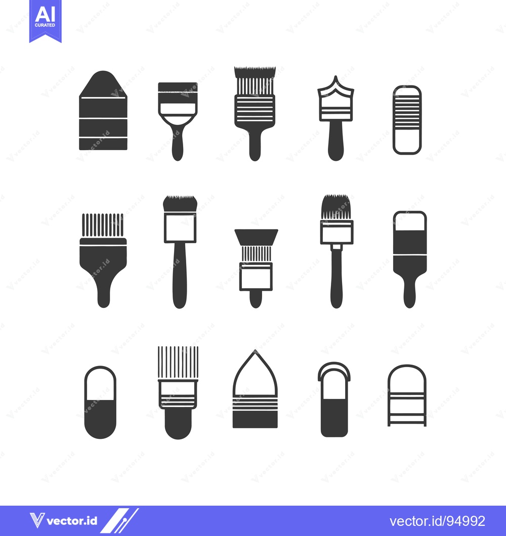 Premium Vector dari Set of Black Paintbrush and Paint Can Icons