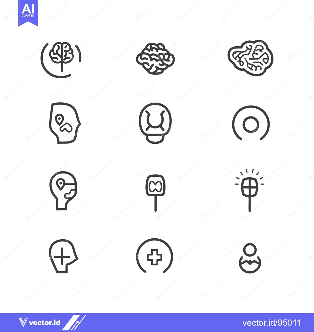 Premium Vector dari Set of Brain, Head and Mind Line Icons