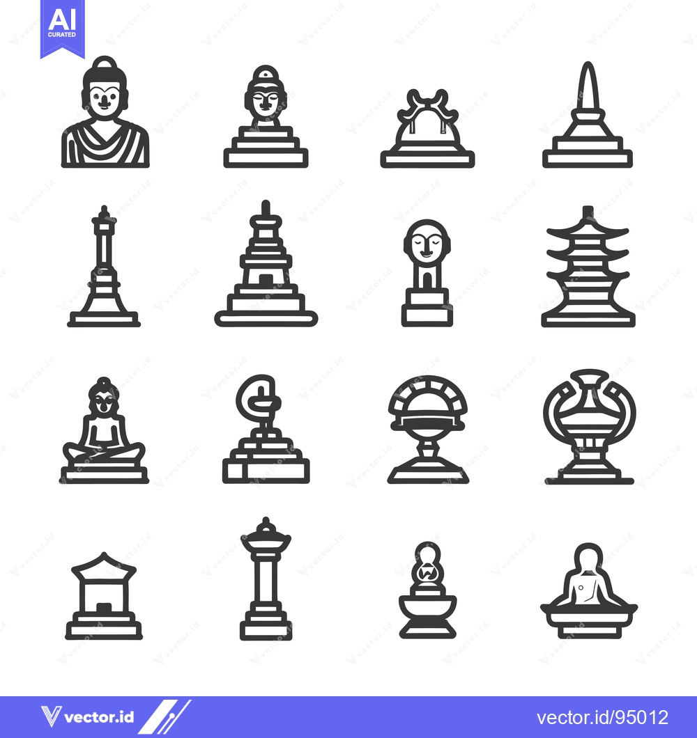 Premium Vector dari Set of Buddhist and Asian Religious Architecture Icons