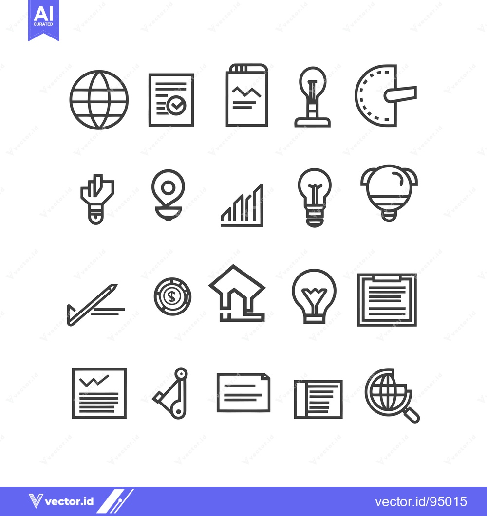 Premium Vector dari Set of Business and Finance Line Icons