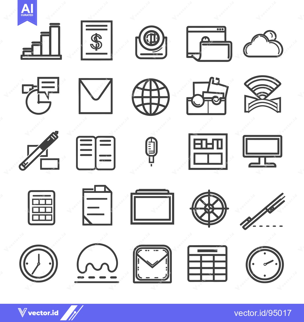 Premium Vector dari Set of Business and Finance Outline Icons