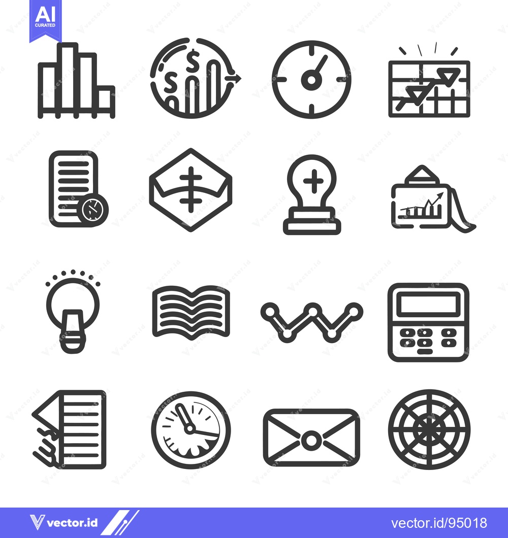 Premium Vector dari Set of Business and Finance Related Line Icons