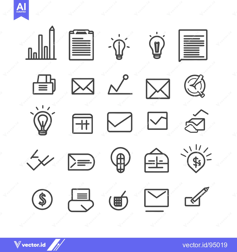 Premium Vector of Set of Business and Marketing Line Icons