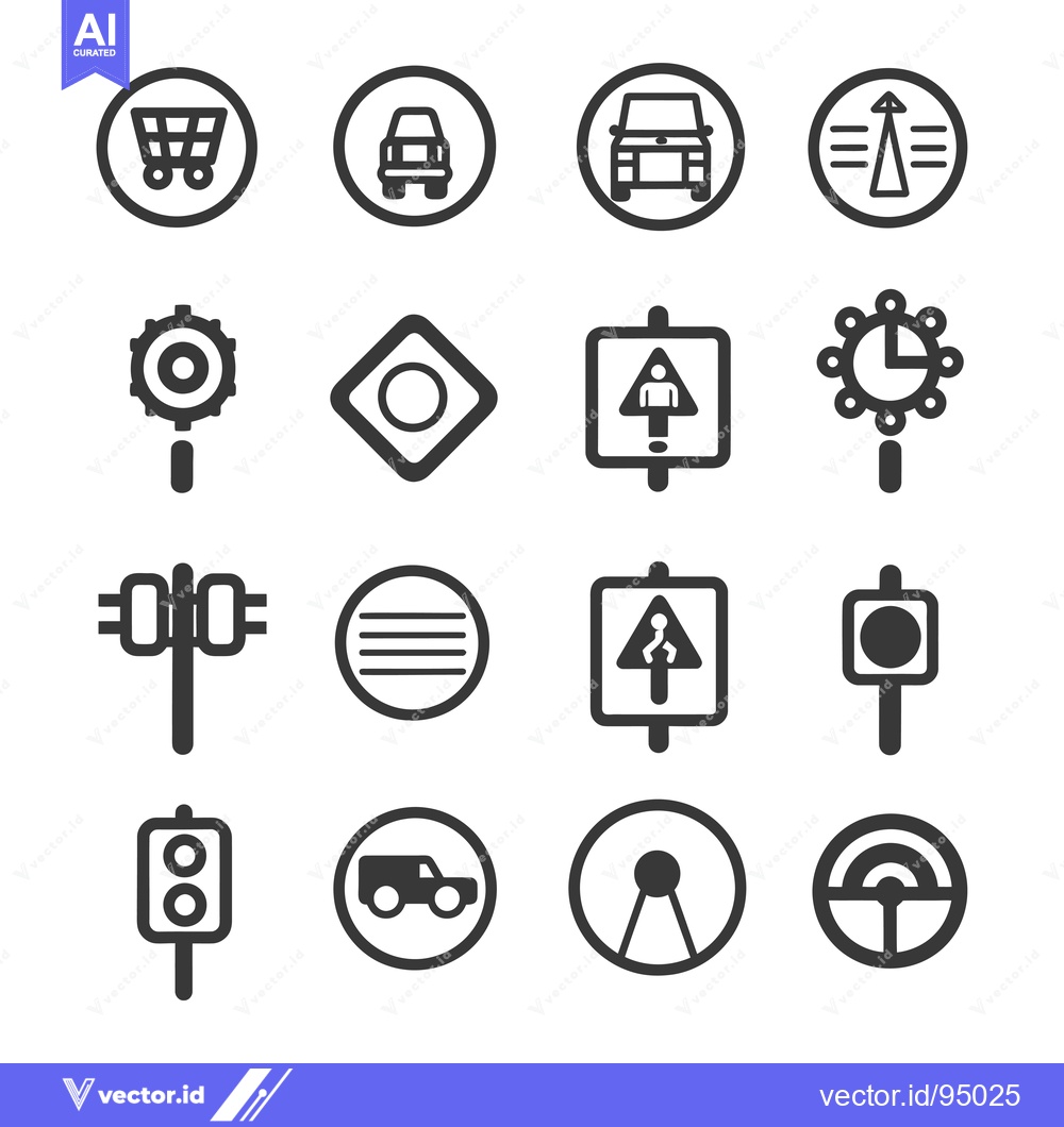 Premium Vector dari Set of Car and Traffic Related Icons