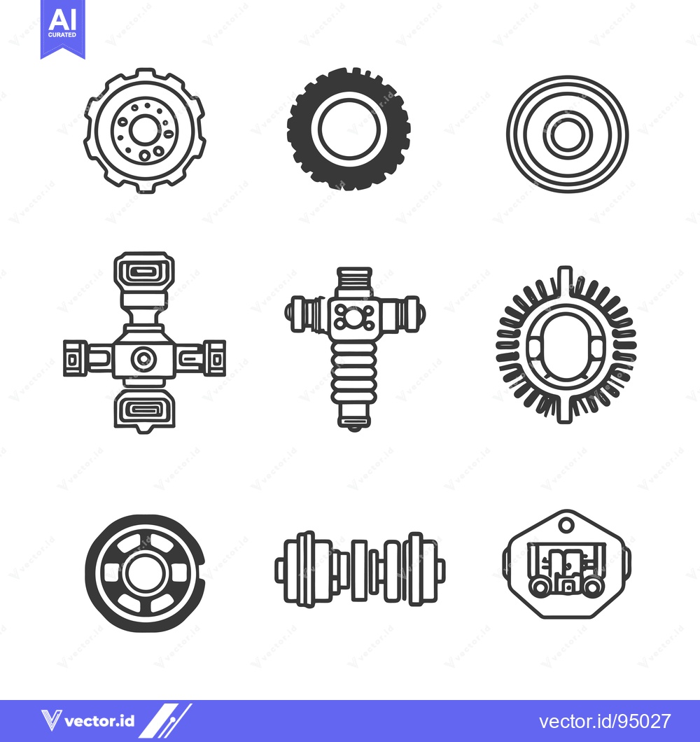 Premium Vector dari Set of Car Parts and Accessories Outline Icons