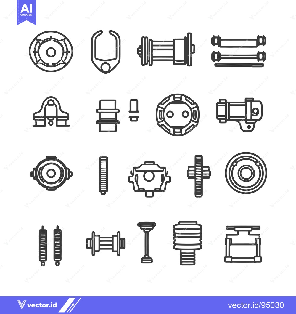 Premium Vector dari Set of Car Suspension System Parts Line Icons
