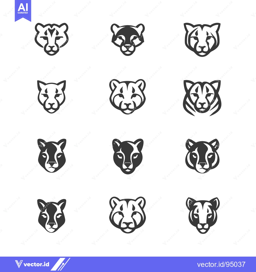 Premium Vector dari Set of Cheetah Head Icons in Various Styles