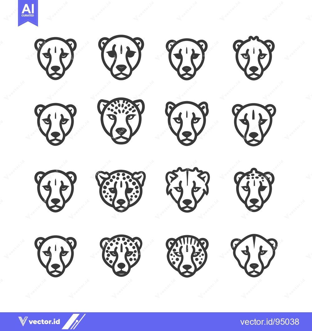 Premium Vector of Set of Cheetah Head Icons with Different Designs