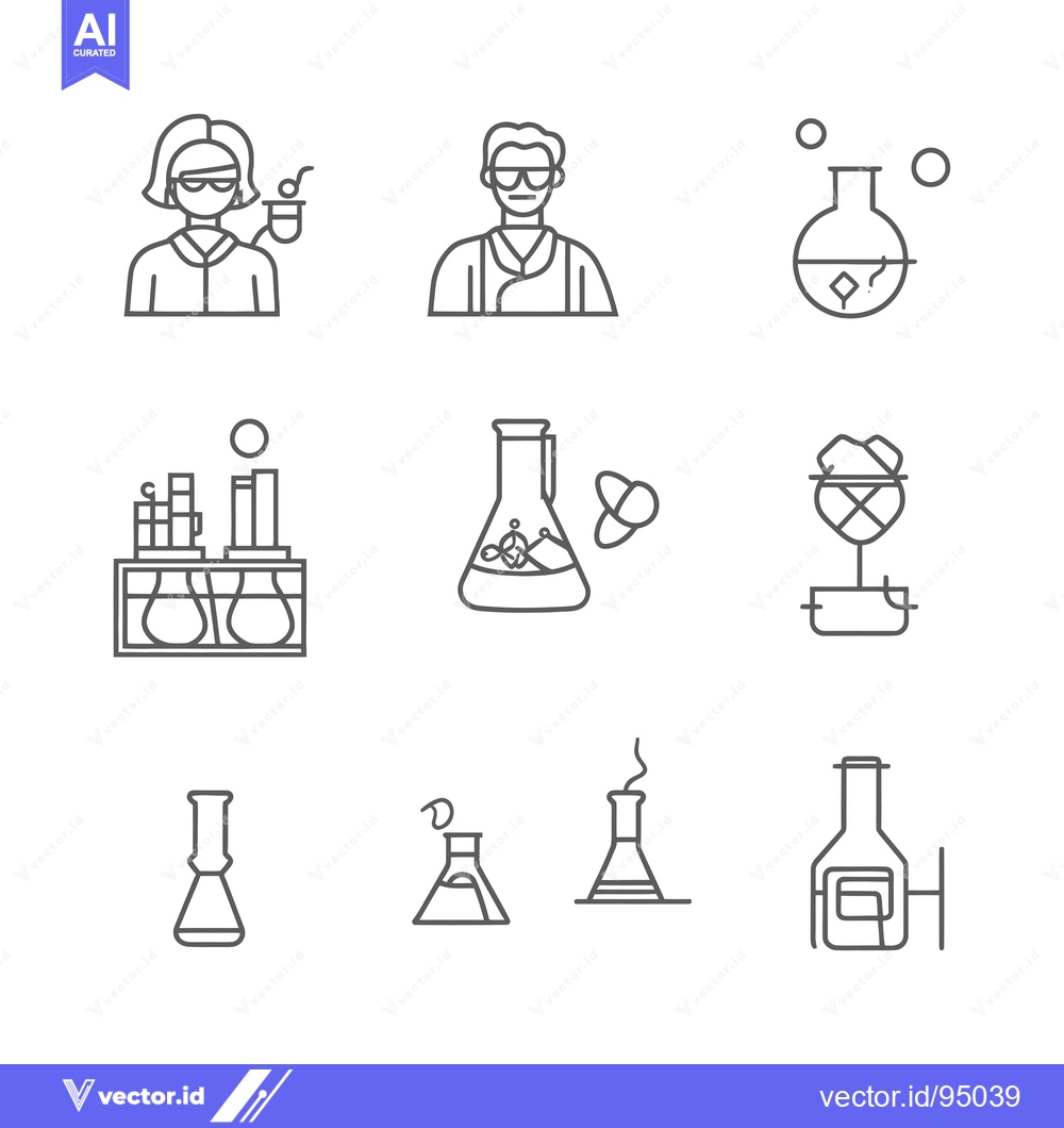 Premium Vector dari Set of Chemistry and Lab Icon Illustrations