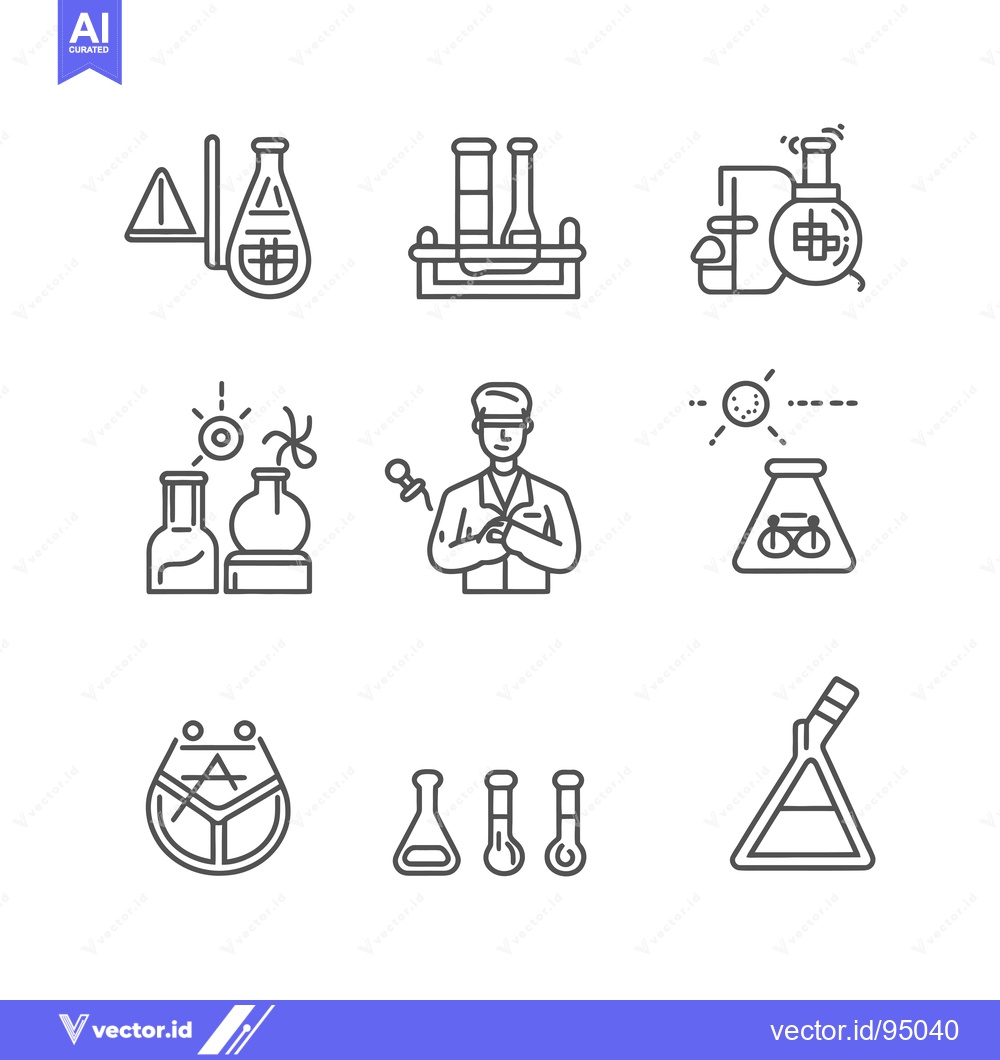 Premium Vector dari Set of Chemistry and Science Laboratory Line Icons