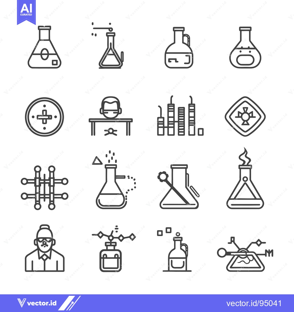 Premium Vector dari Set of Chemistry Lab Equipment Icons in Line Style