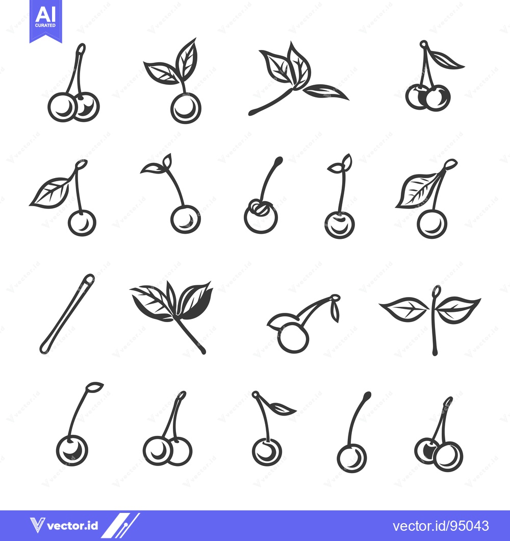 Premium Vector dari Set of Cherry Icons in Various Styles