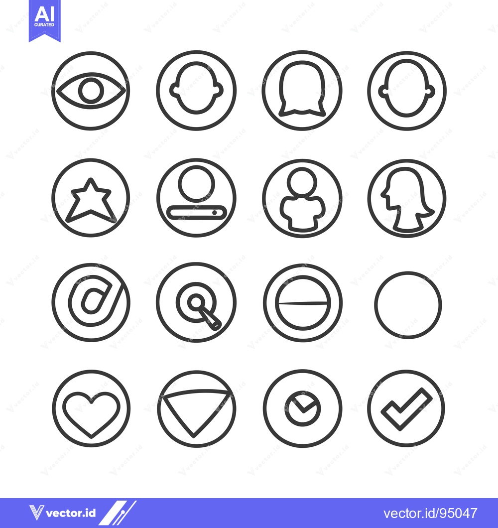 Premium Vector dari Set of Circle Icons with Different Symbols and Shapes