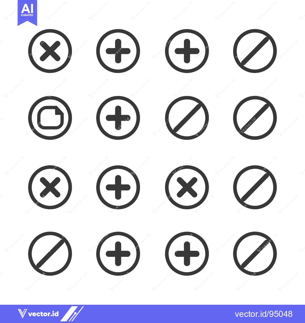 Premium Vector dari Set of Circle Icons with Plus, Minus, and Document Symbols