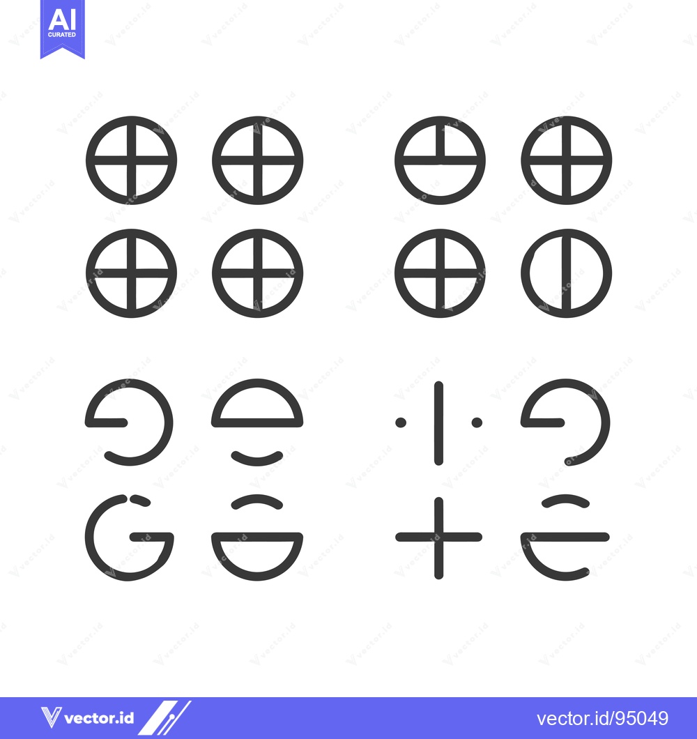 Premium Vector dari Set of Circular and Semi-Circular Geometric Shapes with Lines