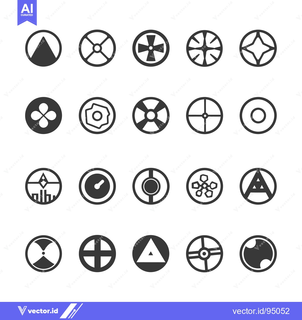 Premium Vector dari Set of Circular Geometric Shapes with Various Designs