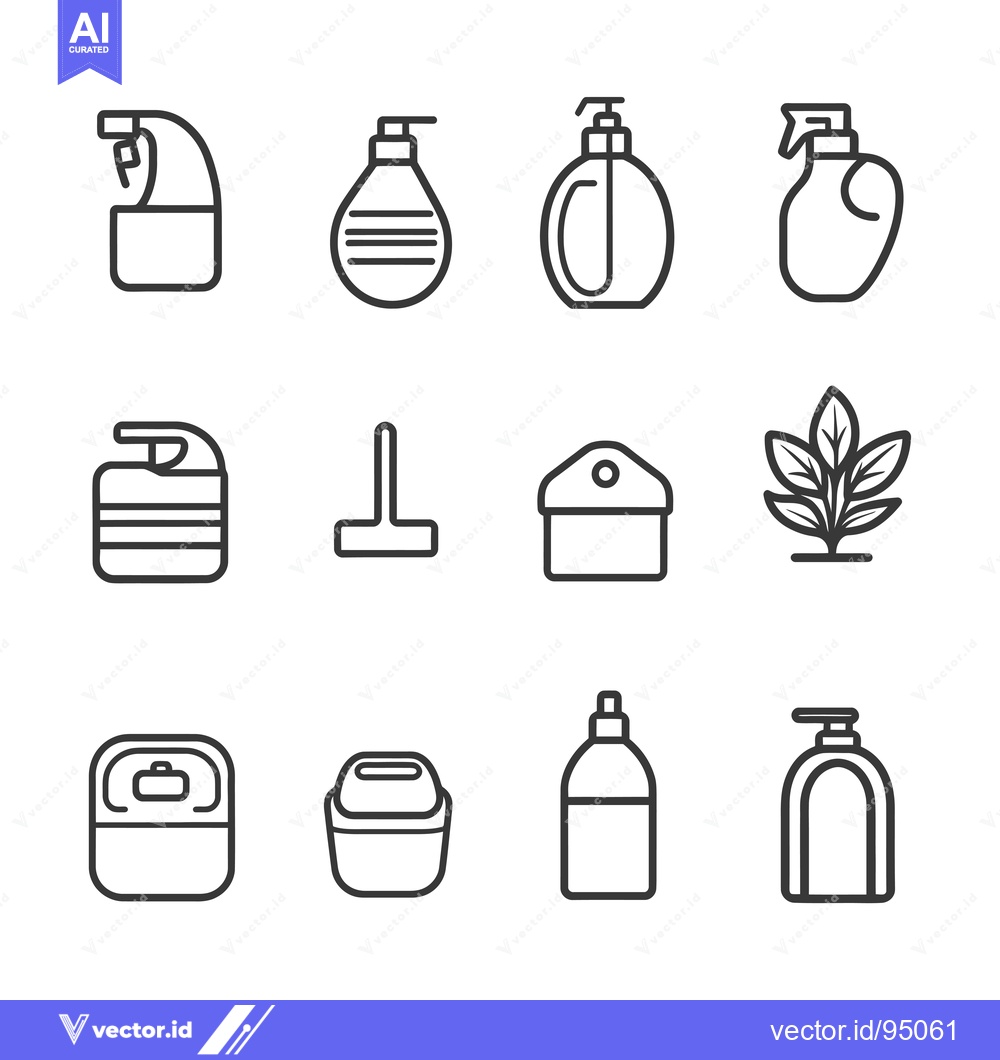 Premium Vector of Set of Cleaning and Hygiene Products Icons