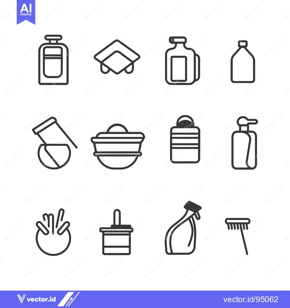 Premium Vector dari Set of Cleaning Supplies and Equipment Line Icons