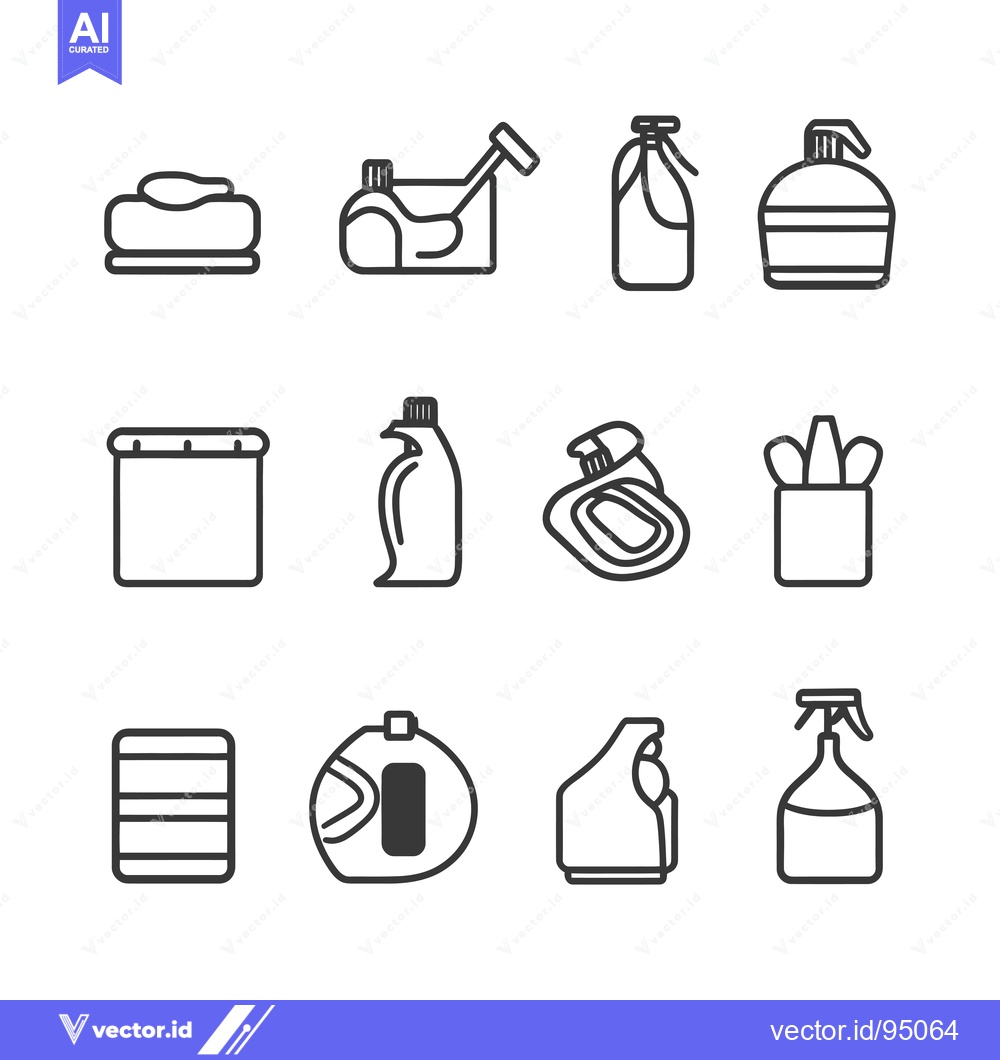Premium Vector of Set of Cleaning Supplies Icons in Outline Style