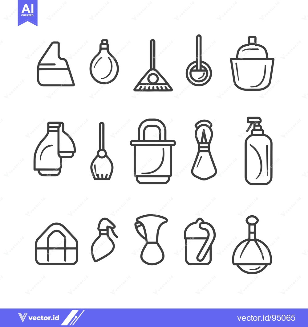 Premium Vector dari Set of Cleaning Supply Icons in Outline Style