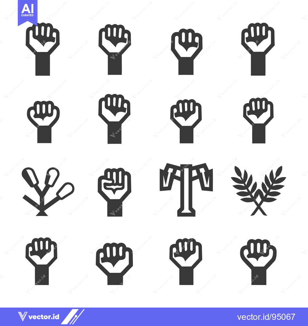 Premium Vector dari Set of clenched fists and related symbols