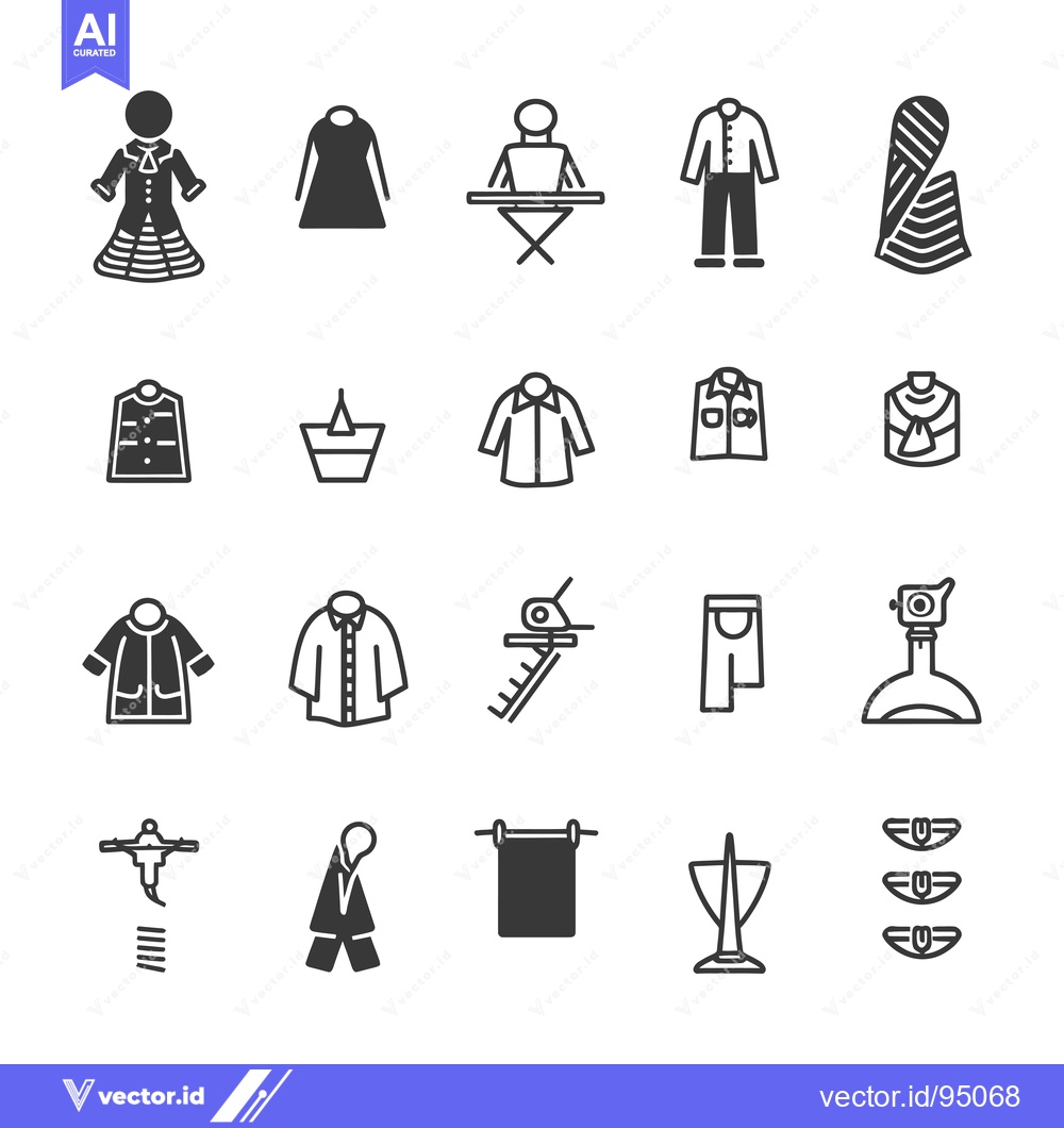 Premium Vector dari Set of Clothing and Laundry Related Icons