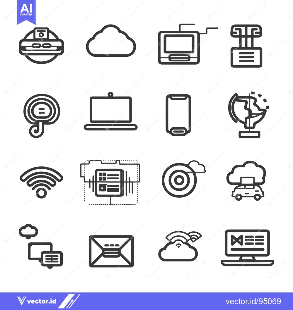 Premium Vector dari Set of Cloud Computing and Network Icons