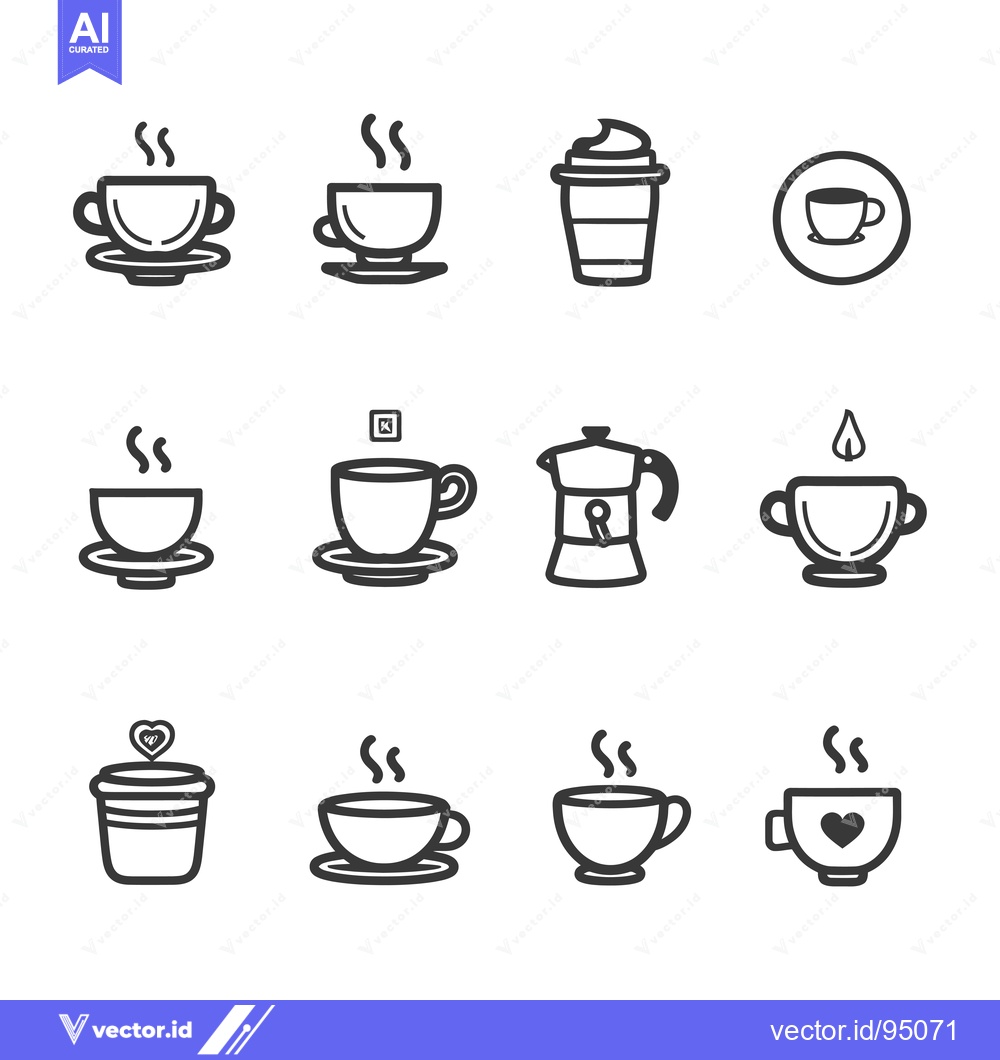 Premium Vector dari Set of Coffee and Tea Cup Icon Illustrations
