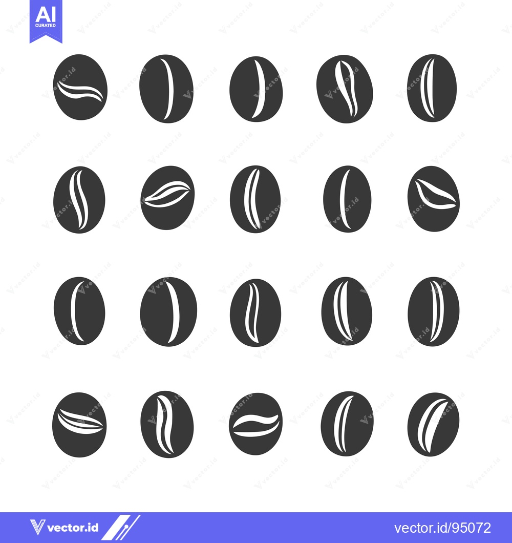 Premium Vector dari Set of Coffee Bean Icons in Different Shapes and Orientations