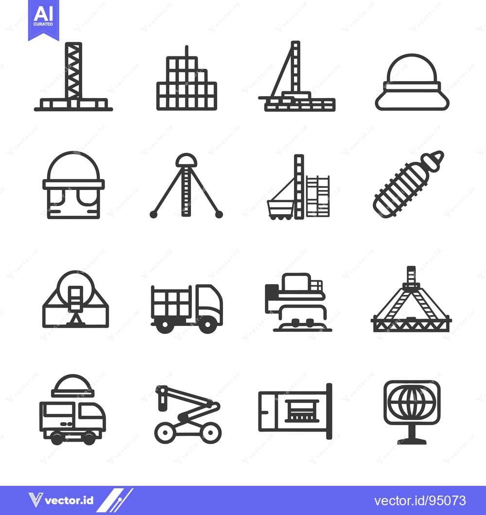 Premium Vector dari Set of Construction and Building Industry Icons in Line Style